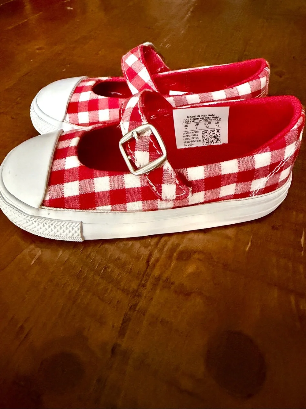 Brand New Converse Toddler Girl Red and White Gingham Mary Jane Shoes